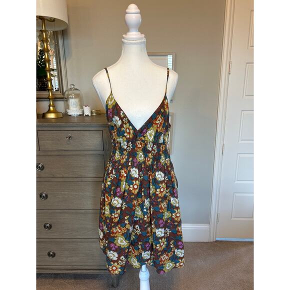 Shana | 100% Cotton Floral Spagetti Strap Smock Waist Dress | Large - Picture 3 of 14